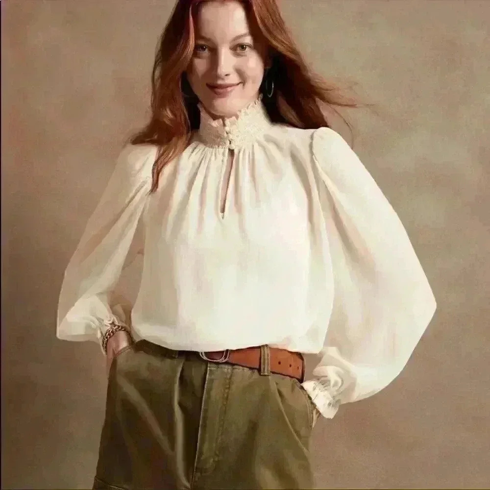 Banana Republic Smocked Neck Top